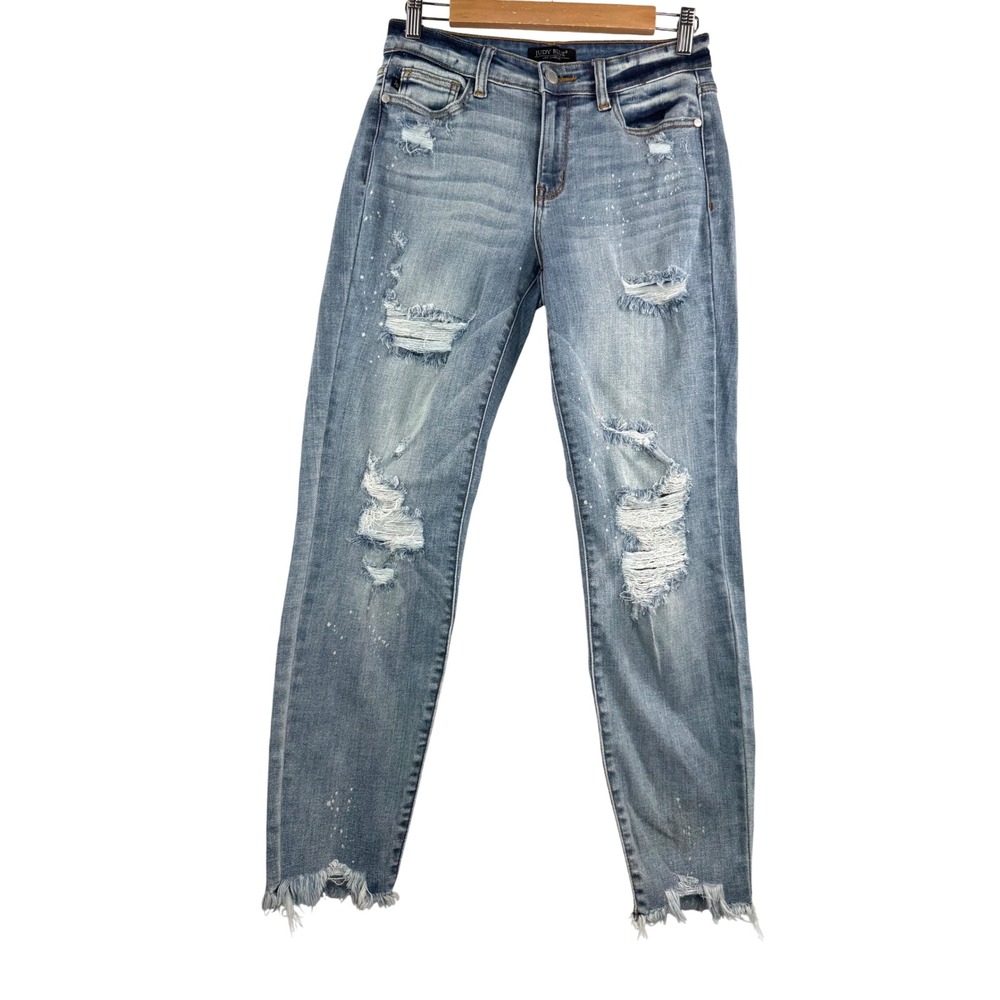 Judy Blue Boyfriend Distressed‎ Jeans sz 27 Light Wash distressed boho chic